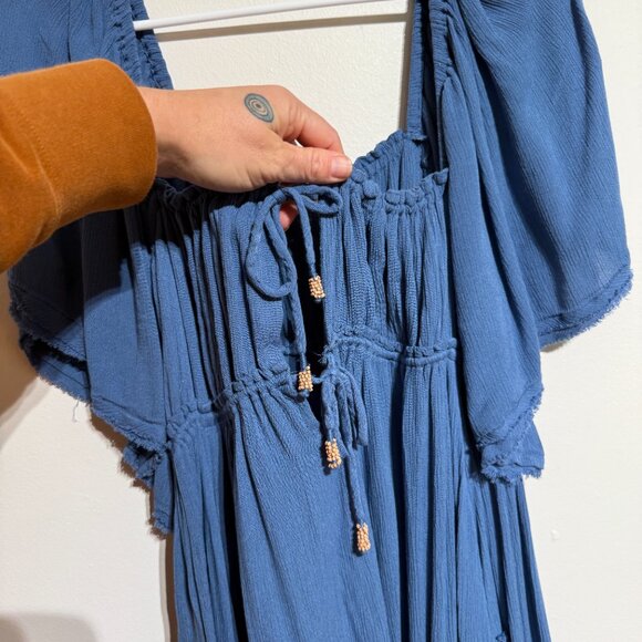 Free People Like Never Before Flowy Blue Dress Tunic, Medium - Picture 4 of 5